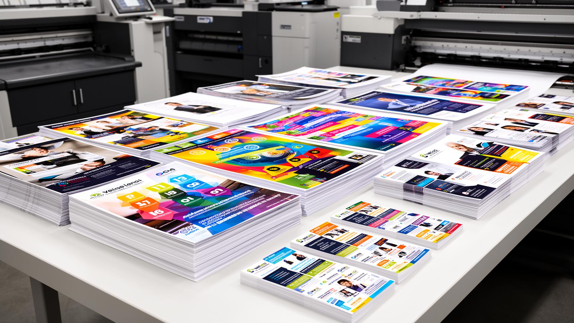 Professional digital printing press producing full-color flyers at C3 DesignsBiz print shop